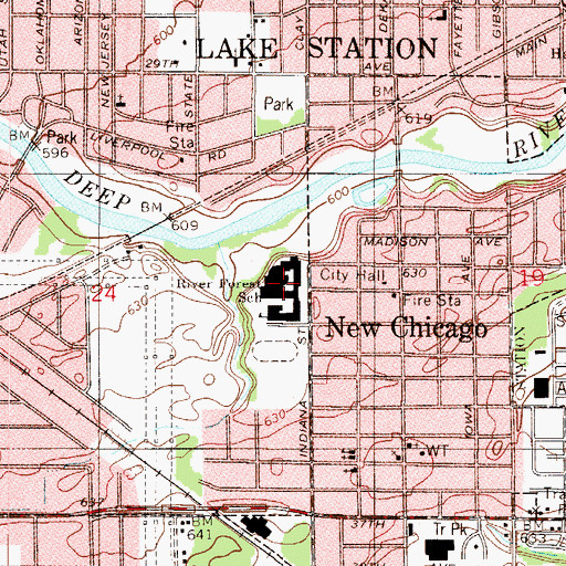 Topographic Map of River Forest Junior-Senior High School, IN