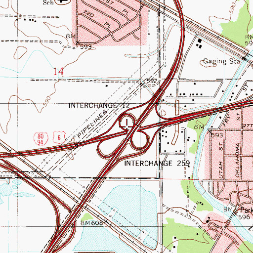 Topographic Map of Interchange 259, IN
