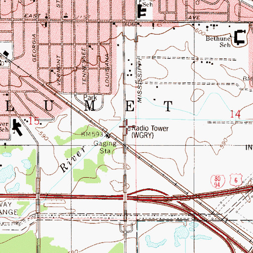 Topographic Map of WGRY Radio Station, IN