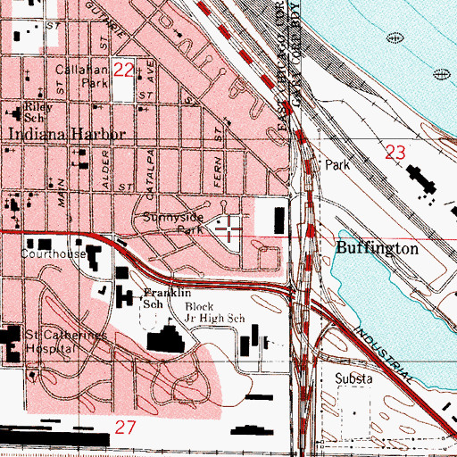 Topographic Map of Sunnyside Park, IN