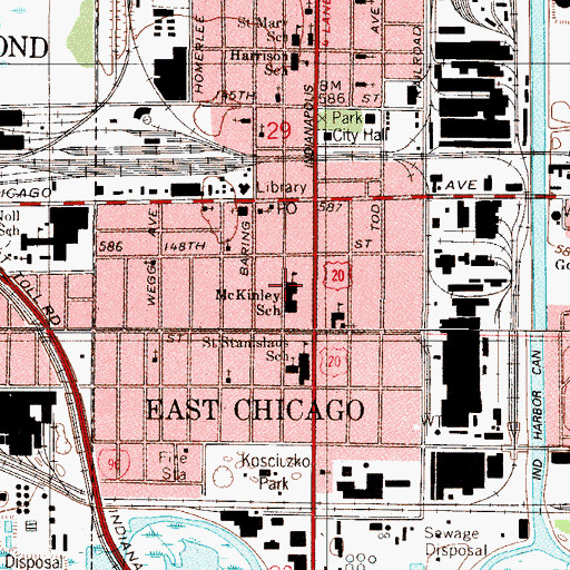 Topographic Map of McKinley School, IN