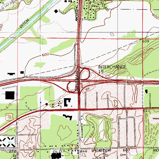 Topographic Map of Interchange 19, IN