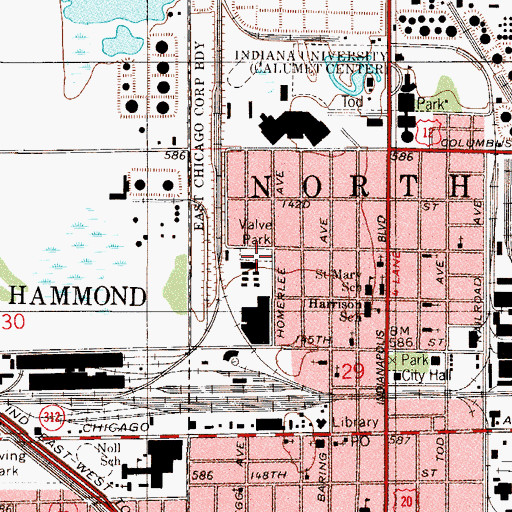 Topographic Map of Edward Valve Park, IN