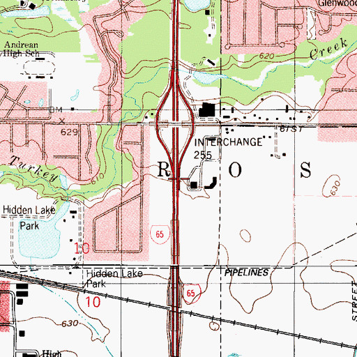 Topographic Map of Interchange 255, IN