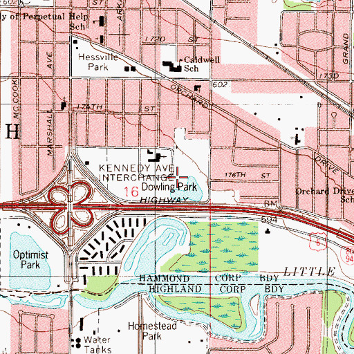 Topographic Map of Dowling Park, IN