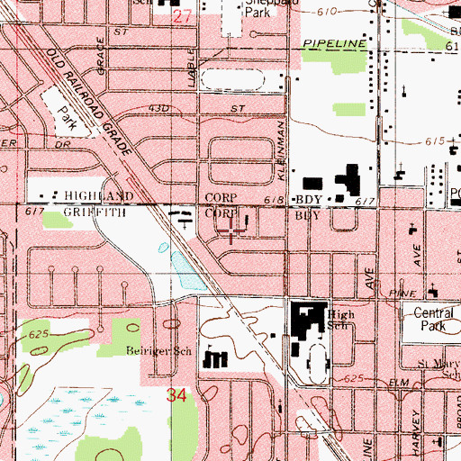 Topographic Map of Sheppard Park, IN