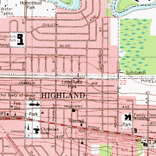 Topographic Map of Little Turtle Park, IN