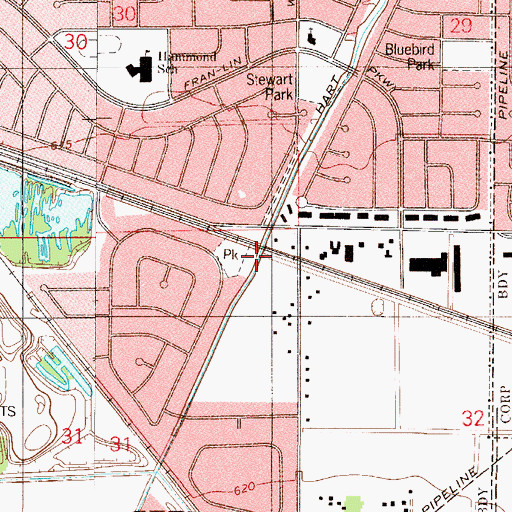 Topographic Map of Twin Creek Park, IN
