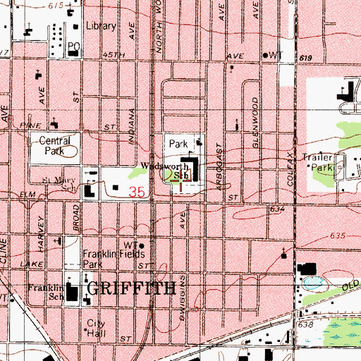 Topographic Map of Cheever Park, IN