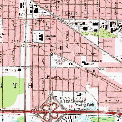 Topographic Map of Hessville Park, IN