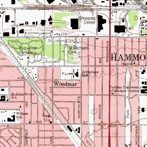 Topographic Map of Jefferson Park, IN