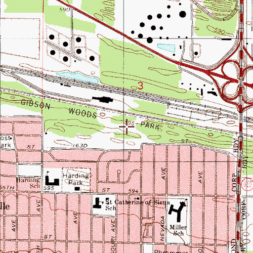 Topographic Map of Gibson Woods Park, IN