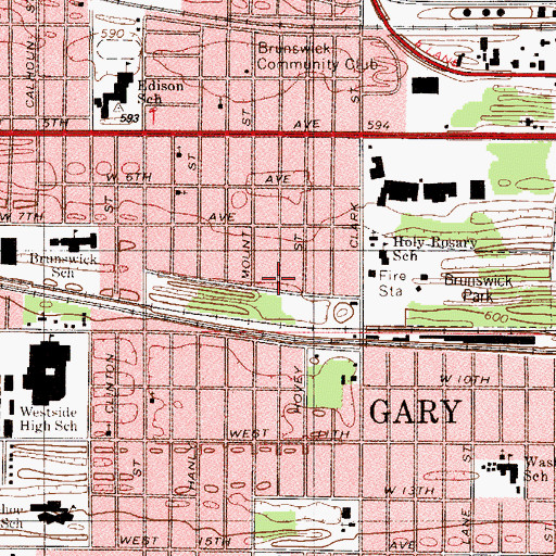 Topographic Map of Brunswick Park, IN