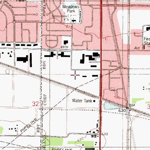 Topographic Map of Meadows Park, IN