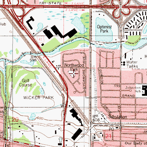 Topographic Map of Northwood Park, IN