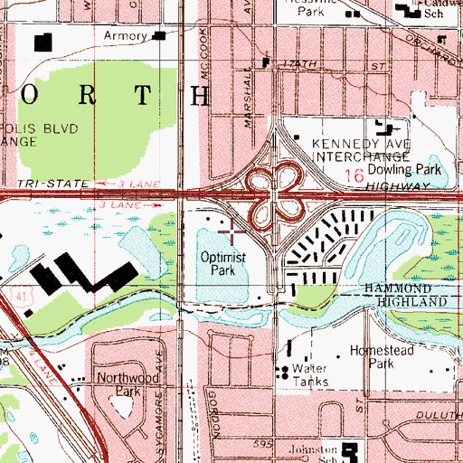 Topographic Map of Optimist Park, IN