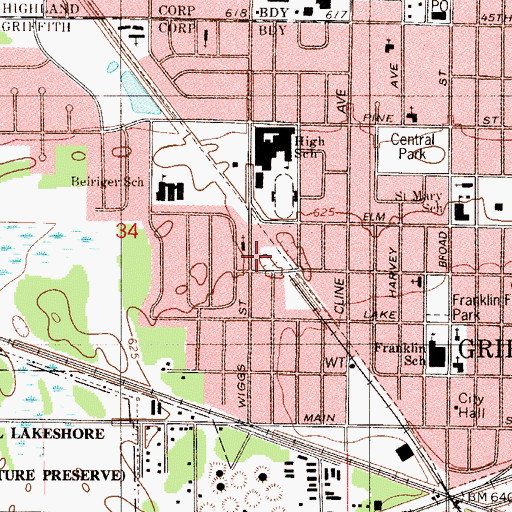 Topographic Map of Pilgrim Holiness Church, IN