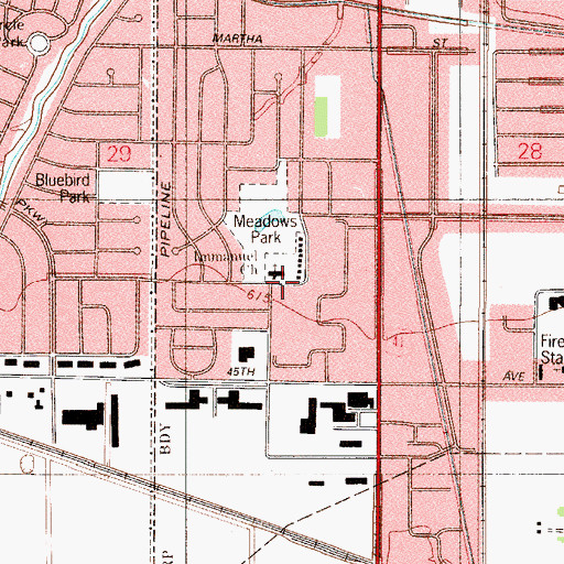Topographic Map of Immanuel Church, IN
