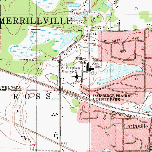 Topographic Map of Saint Stephen Martyr Church, IN