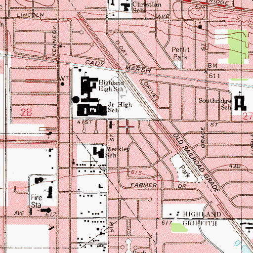 Topographic Map of Suburban Bible Church, IN