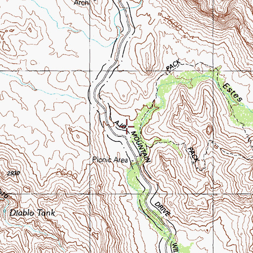 Topographic Map of Estes Canyon, AZ