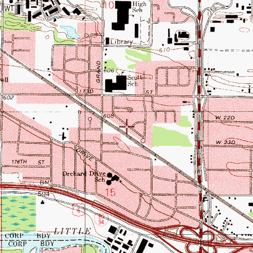 Topographic Map of Charles N Scott Middle School, IN