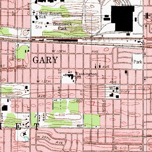 Topographic Map of Washington School, IN