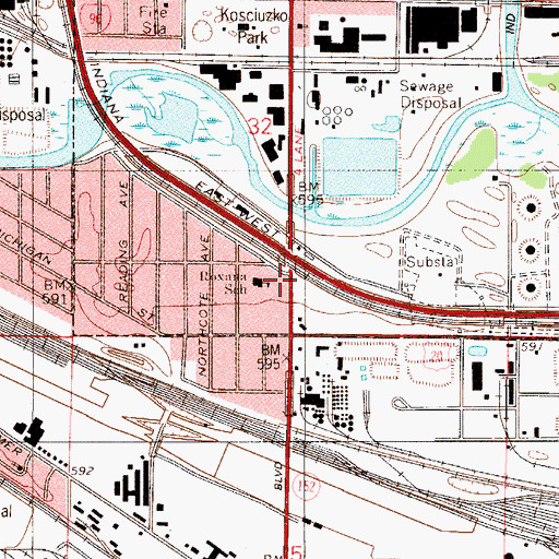 Topographic Map of Roxana School, IN