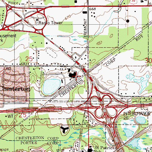Topographic Map of Fairhaven School, IN