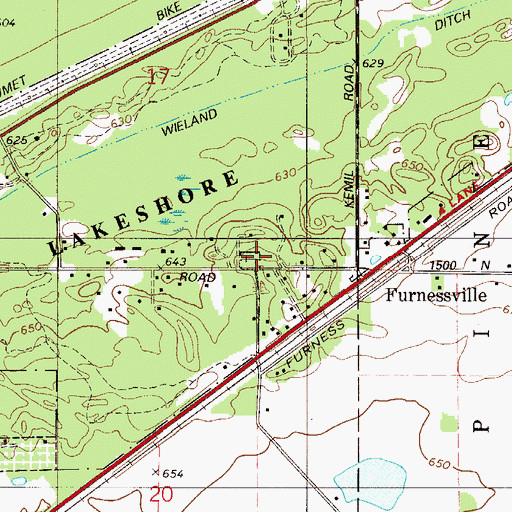 Topographic Map of Furnessville Cemetery, IN