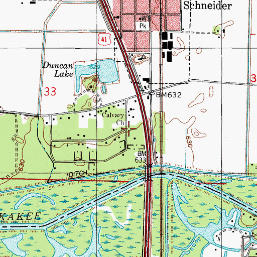 Topographic Map of Calvary Baptist Church, IN