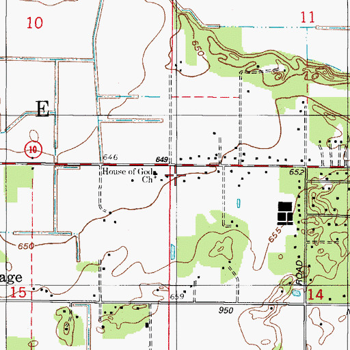 Topographic Map of House of God Church, IN
