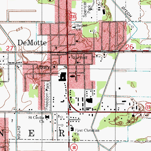 Topographic Map of DeMotte Christian School, IN