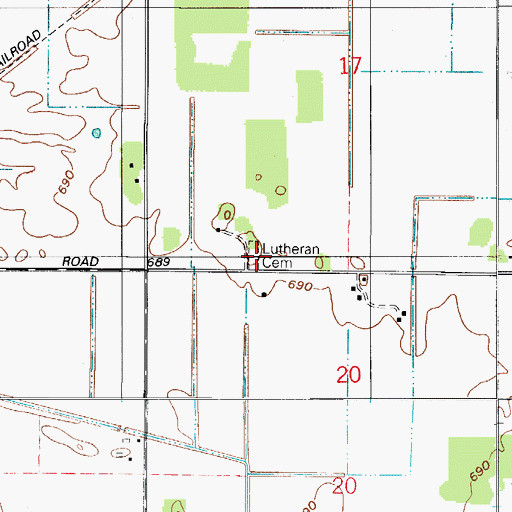 Topographic Map of Faith Lutheran Cemetery, IN