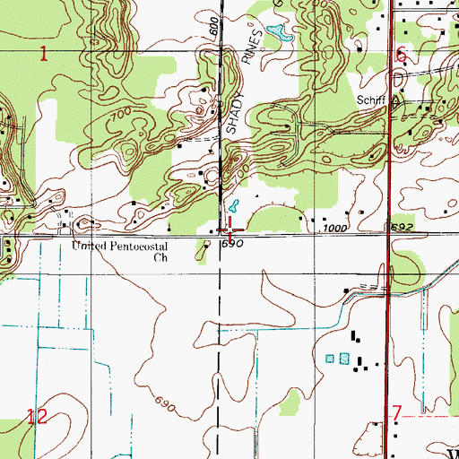 Topographic Map of United Pentecostal Church, IN