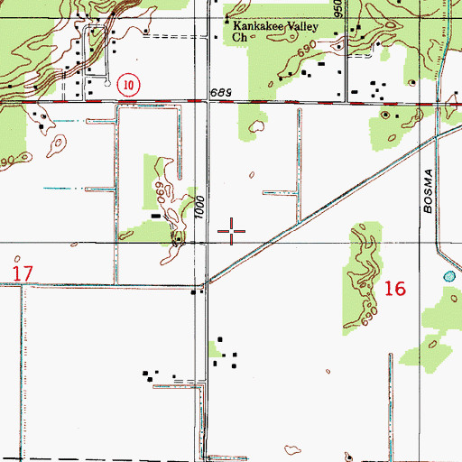 Topographic Map of Kankakee Valley Bible Baptist Church, IN