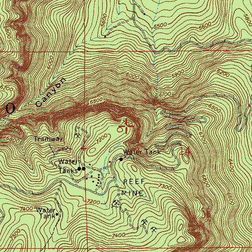 Topographic Map of Reef Campground, AZ