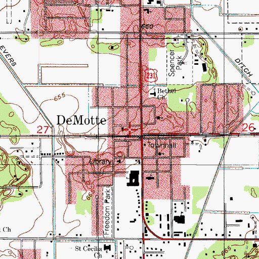 Topographic Map of Church of Christ, IN