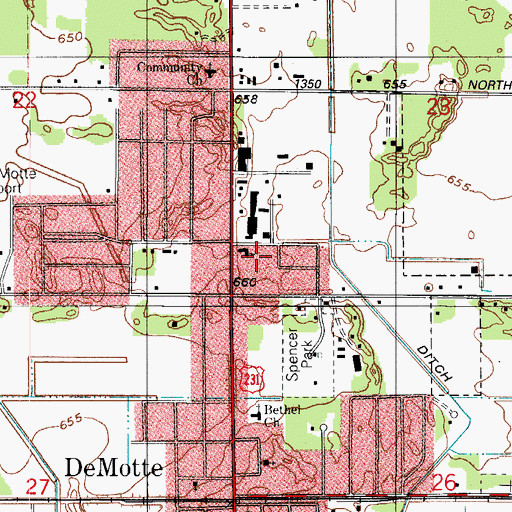 Topographic Map of United Methodist Church, IN