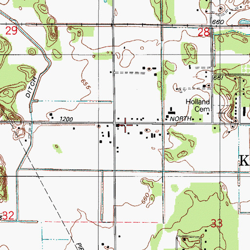 Topographic Map of First Reformed Church, IN
