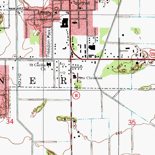 Topographic Map of First Christian Reformed Church, IN