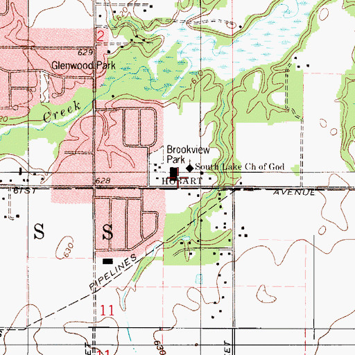 Topographic Map of South Lake Church of God, IN