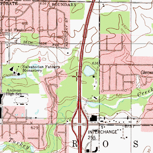 Topographic Map of Salvatorian Fathers Monastery, IN