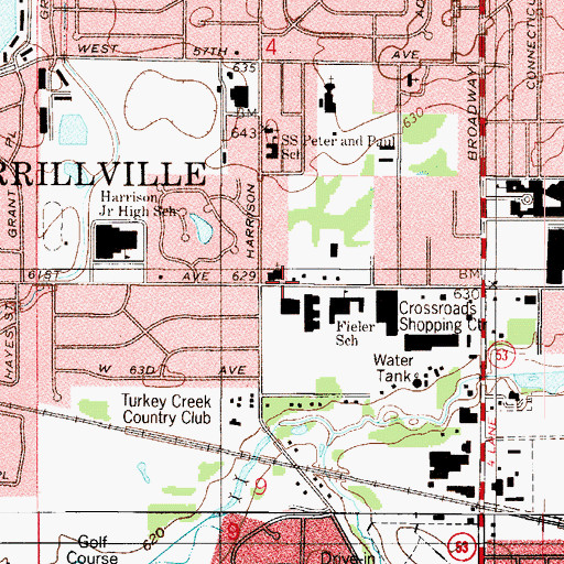 Topographic Map of Descent of the Holy Ghost Church, IN