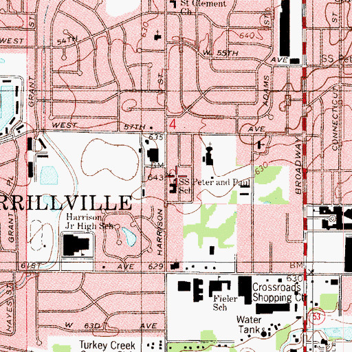 Topographic Map of Saint Michaels Byzantine Church, IN