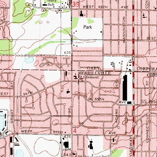 Topographic Map of Saint Clement Church, IN