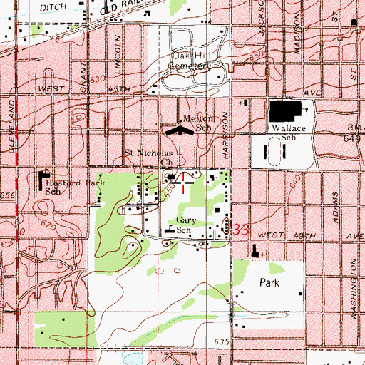Topographic Map of Saint Nicholas Orthodox Church, IN