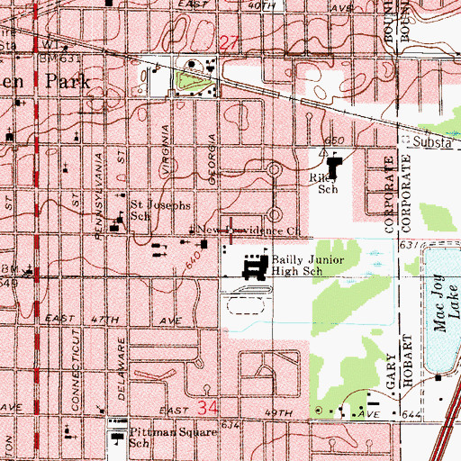 Topographic Map of New Providence Baptist Church, IN