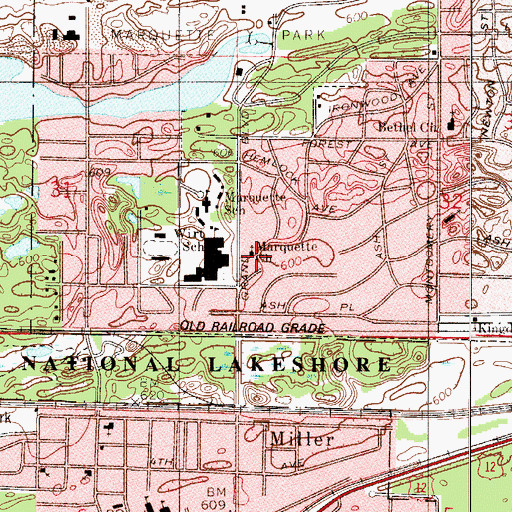Topographic Map of Marquette Park United Methodist Church, IN