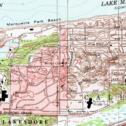 Topographic Map of Bethel Church, IN